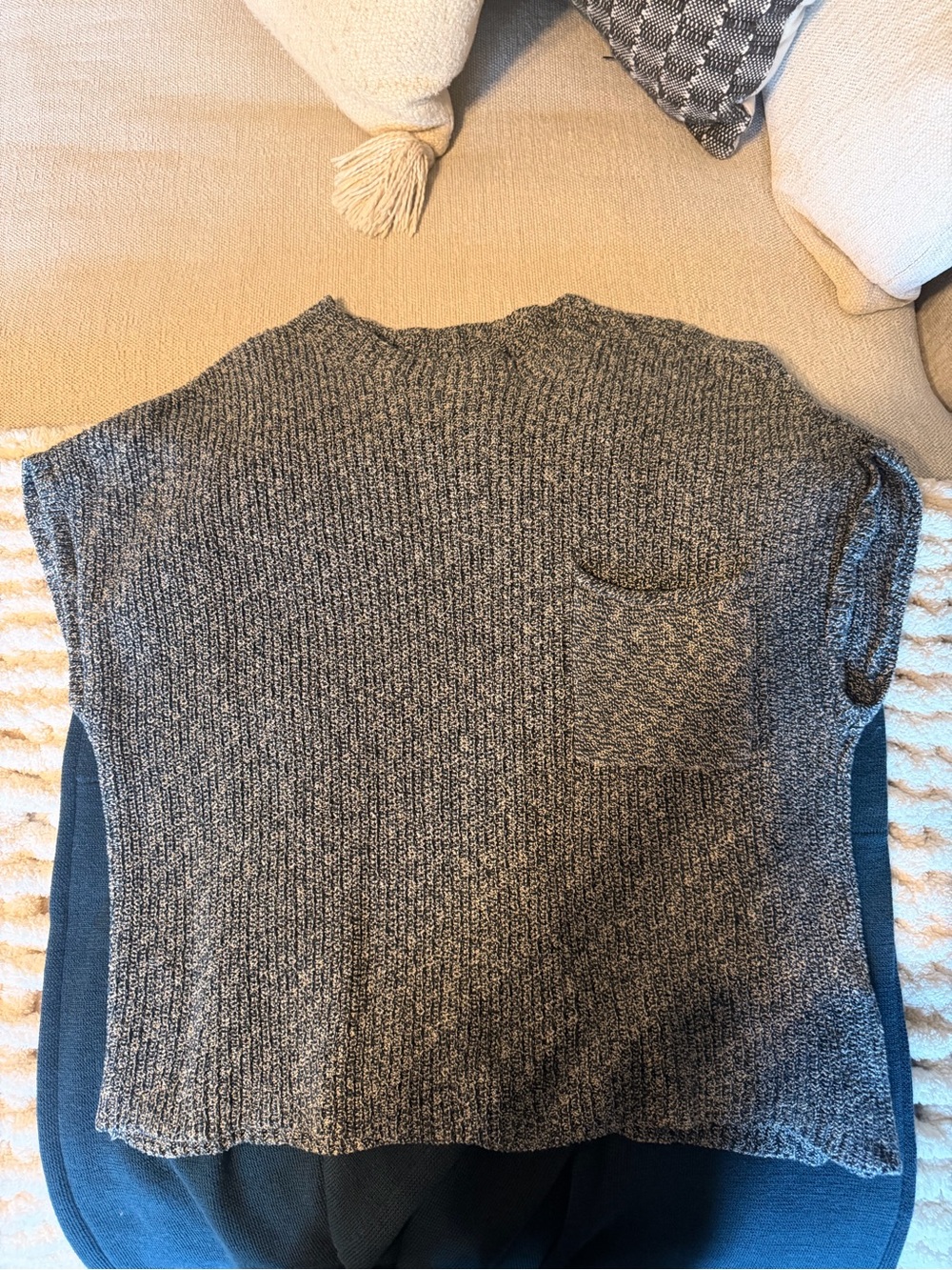Free People Beach Marled Knit Sweater Top and Pant Bundle- Navy